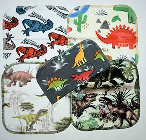 1 Ply Printed Flannel Little Wipes 8x8 Inches Dinosaurs