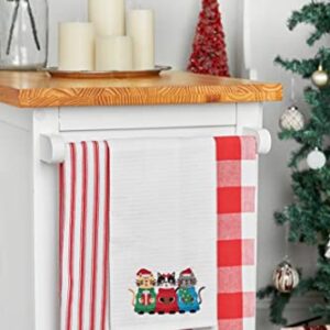 C&F Home Caroling Cats Embroidered Waffle Weave Kitchen Towel Christmas Holiday Machine Washable Cotton Towel Decor Decoration 18" x 27" White