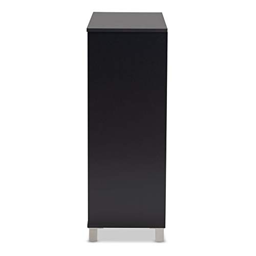 Baxton Studio Shirley Modern and Contemporary Dark Grey Finished 2-Door Wood Shoe Storage Cabinet with Open Shelves