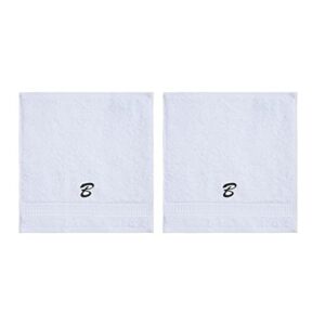 monogrammed towels, luxury turkish genuine cotton personalized towel washcloths for bathroom, kitchen, hotel, spa, gym & college dorm, 2 pack washcloth set for body & face, baby and adults, white