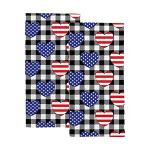 bvogos bath hand kitchen towels love america heart washcloth 2 pack absorbent patriotic independence day 4th july towel