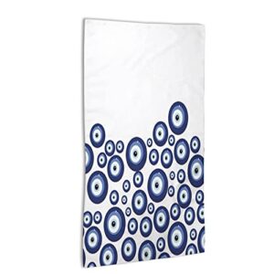 nibbuns evil eye pattern,hand towels,premium quality microfiber face cloths,evil eye,highly absorbent and soft feel fingertip towels,blue white,15.75x31.5in