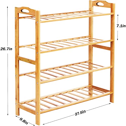 JAPIIM 4-Tier Free Standing Shoe Racks, Practical Storage Shelves, Storage Racks, Free Standing Shoe Racks for Bedroom Hallway Closets (Bamboo Strips)