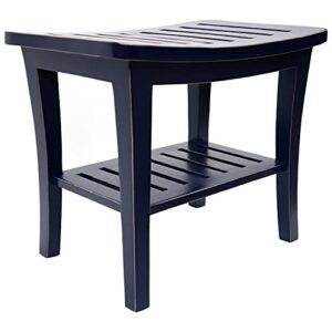 WC Redmon Distressed Teak Shower Bench, Navy