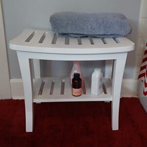 WC Redmon Distressed Teak Shower Bench, Navy