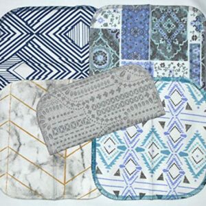2 Ply Moroccan Tile Flannel Washable Kids Lunchbox Napkins 8x8 inches 5 Pack - Little Wipes (R) Flannel