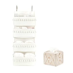 dahey over the door organizer with 4 pockets boho door closet hanging organizers and storage and tissue box cover cube macrame tissues holder square
