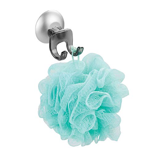 iDesign Metro Plastic Ultra Power Lock Suction Bathroom Shower Hooks for Razor, Loofah, Wash Cloth, 1.88" x 2" x 1.88", Silver