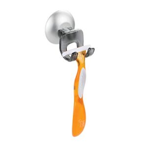 iDesign Metro Plastic Ultra Power Lock Suction Bathroom Shower Hooks for Razor, Loofah, Wash Cloth, 1.88" x 2" x 1.88", Silver