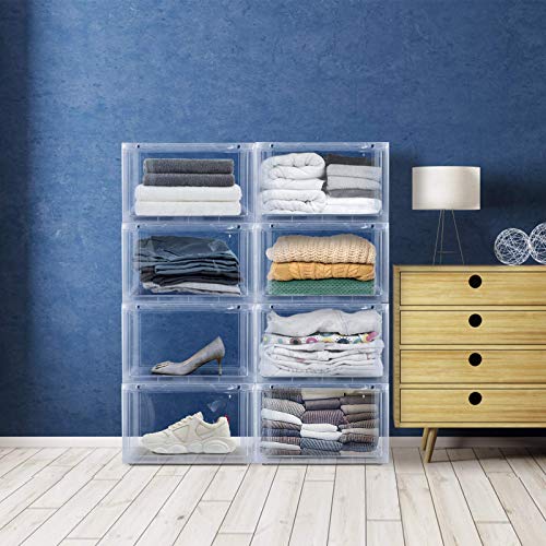 Elysolpluv Acrylic Clear Stackable Closet Organizers and Storage, Bedroom Organizer, Storage bins, Shoe Box.