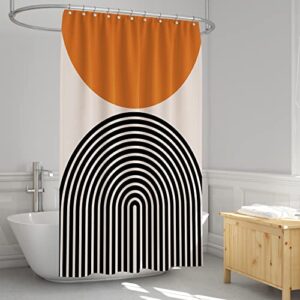 Alabohuke 4 Pcs Simple Style Shower Curtain Set, Abstract Art Bathroom Decoration Set with Rugs, Toilet Lid Cover and Bath Mat, Bathroom Curtains Set with 12 Hooks, Polyester Fabric, 72x72 Inch