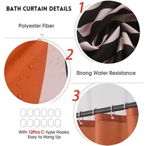 Alabohuke 4 Pcs Simple Style Shower Curtain Set, Abstract Art Bathroom Decoration Set with Rugs, Toilet Lid Cover and Bath Mat, Bathroom Curtains Set with 12 Hooks, Polyester Fabric, 72x72 Inch