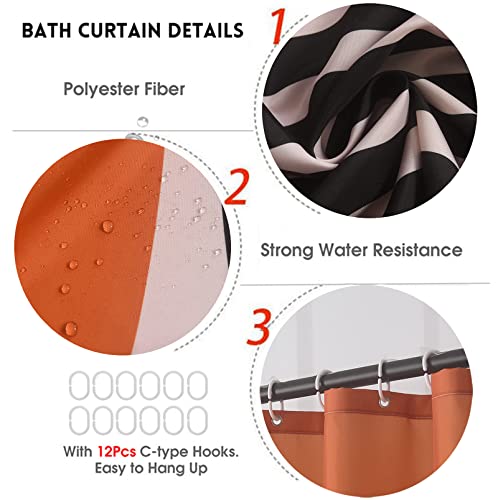 Alabohuke 4 Pcs Simple Style Shower Curtain Set, Abstract Art Bathroom Decoration Set with Rugs, Toilet Lid Cover and Bath Mat, Bathroom Curtains Set with 12 Hooks, Polyester Fabric, 72x72 Inch