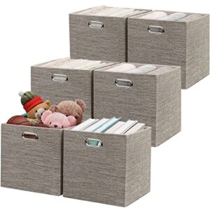 posprica 3x thicker collapsible storage bins, 6 pack 13×13 foldable storage cube boxes fabric drawer for closet shelf cabinet bookcase