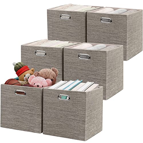 Posprica 3X Thicker Collapsible Storage Bins, 6 Pack 13×13 Foldable Storage Cube Boxes Fabric Drawer for Closet Shelf Cabinet Bookcase