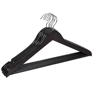 sunbeam sturdy 5-pack wooden non-slip suit hangers with pant bar