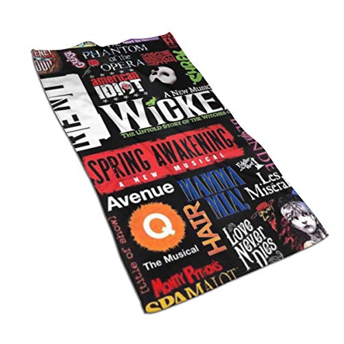 antoipyns Broadway Theatre Musical Poster Highly Absorbent Large Decorative Hand Towels Multipurpose for Bathroom, Hotel, Gym and Spa (16 X 30 Inches)