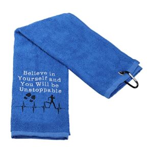 pxtidy running gifts runner sport towel believe in yourself and you will be unstoppable towel gift running lover gifts marathon runners gifts (sport)