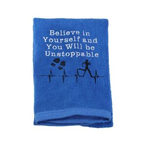 PXTIDY Running Gifts Runner Sport Towel Believe in Yourself and You Will Be Unstoppable Towel Gift Running Lover Gifts Marathon Runners Gifts (Sport)