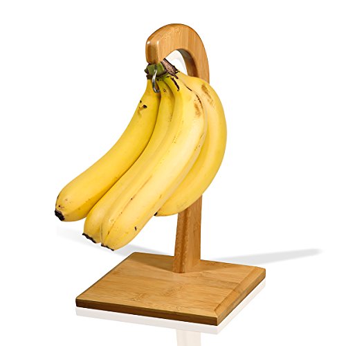 Creative Home Solid Natural Bamboo Banana Fruit Hanger Stand, Natural Finish