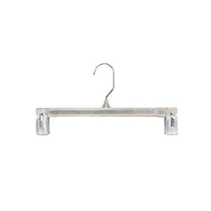 nahanco 6012 plastic skirt/pant hanger with pinch grips, metal swivel hook, 12", clear (pack of 200)