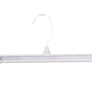 NAHANCO 6012 Plastic Skirt/Pant Hanger with Pinch Grips, Metal Swivel Hook, 12", Clear (Pack of 200)