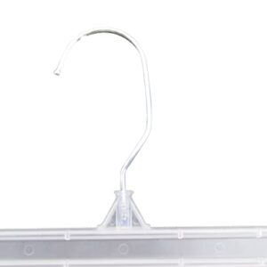 NAHANCO 6012 Plastic Skirt/Pant Hanger with Pinch Grips, Metal Swivel Hook, 12", Clear (Pack of 200)