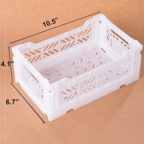 AY-KASA Collapsible Storage Bin Container Basket Tote, Folding Basket Crate Container : Storage, Kitchen, Houseware Utility Basket Tote Crate Mini-Box (White)