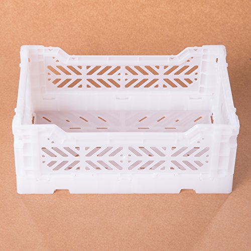 AY-KASA Collapsible Storage Bin Container Basket Tote, Folding Basket Crate Container : Storage, Kitchen, Houseware Utility Basket Tote Crate Mini-Box (White)