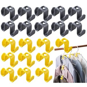 clothes hanger connector hooks, 40 pcs hanger hooks, space saving hanger extender clips, heavy duty cascading clothes hanger connection hooks for closet wardrobe organizer (20pc yellow+20pc grey)