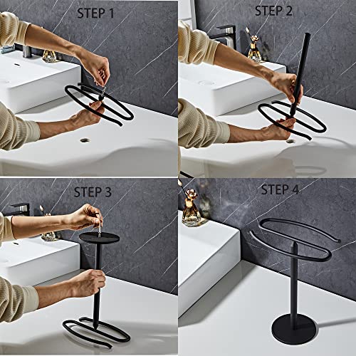 Matte Black Hand Towel Holder Stand, Free-Standing Towel Rack, SUS304 Stainless Steel Towel Bar Rack Stand, Tower Bar for Bathroom Kitchen Vanity Countertop