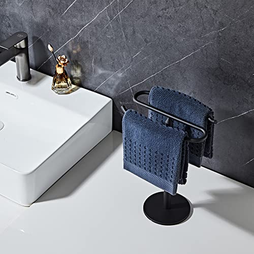 Matte Black Hand Towel Holder Stand, Free-Standing Towel Rack, SUS304 Stainless Steel Towel Bar Rack Stand, Tower Bar for Bathroom Kitchen Vanity Countertop