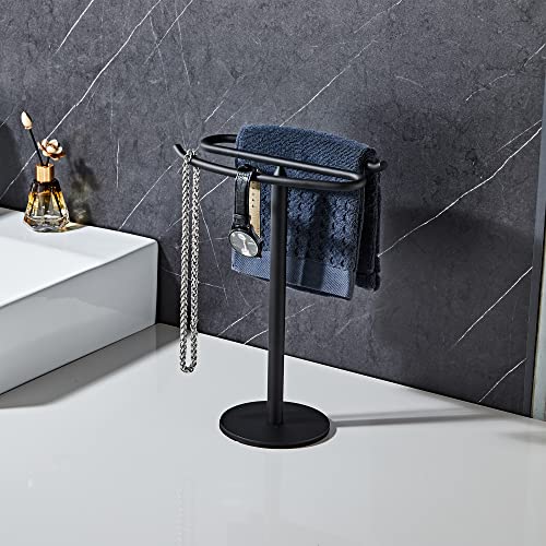 Matte Black Hand Towel Holder Stand, Free-Standing Towel Rack, SUS304 Stainless Steel Towel Bar Rack Stand, Tower Bar for Bathroom Kitchen Vanity Countertop