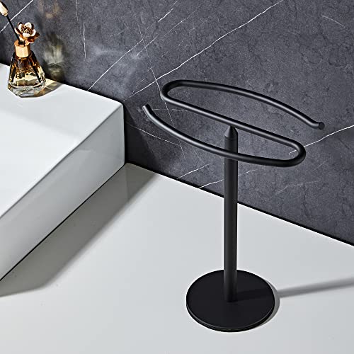 Matte Black Hand Towel Holder Stand, Free-Standing Towel Rack, SUS304 Stainless Steel Towel Bar Rack Stand, Tower Bar for Bathroom Kitchen Vanity Countertop