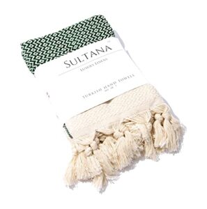 sultana luxury linens - turkish hand towels set of 2 | 100% turkish cotton | decorative kitchen and bathroom hand towel for tea, face, hair, dish, spa, and bath |19 x 39 inches (forest green)