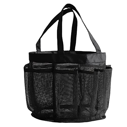 esowemsn 1PC Black Mesh Shower Caddy Tote Bag Hanging Portable Waterproof Shower Tote with 8 Mesh Storage Pockets Toiletry Bathroom Organizer Accessories