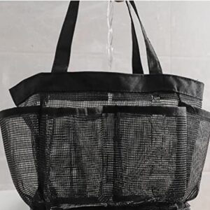 esowemsn 1PC Black Mesh Shower Caddy Tote Bag Hanging Portable Waterproof Shower Tote with 8 Mesh Storage Pockets Toiletry Bathroom Organizer Accessories