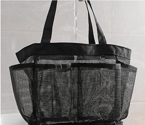 esowemsn 1PC Black Mesh Shower Caddy Tote Bag Hanging Portable Waterproof Shower Tote with 8 Mesh Storage Pockets Toiletry Bathroom Organizer Accessories