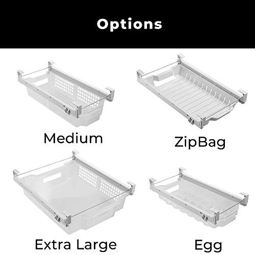 Smart Design Storage Pull Out Bin - Extra Large - Extendable Rails and Handle - Closet, Shelves, Garage, Pantry - BPA Free - Holds 20 lbs - Home Organization - Clear