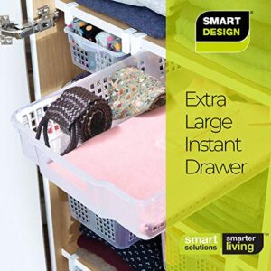Smart Design Storage Pull Out Bin - Extra Large - Extendable Rails and Handle - Closet, Shelves, Garage, Pantry - BPA Free - Holds 20 lbs - Home Organization - Clear