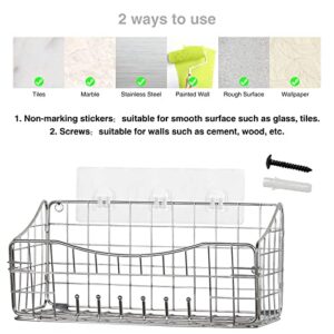 2 Pack Adhesives Shower Caddy No Drilling 304 Stainless Steel Foldable Wall Mount Shelf Basket With Removable Hooks for Hanging Sponge,Shower Organizer Bathroom Shelves