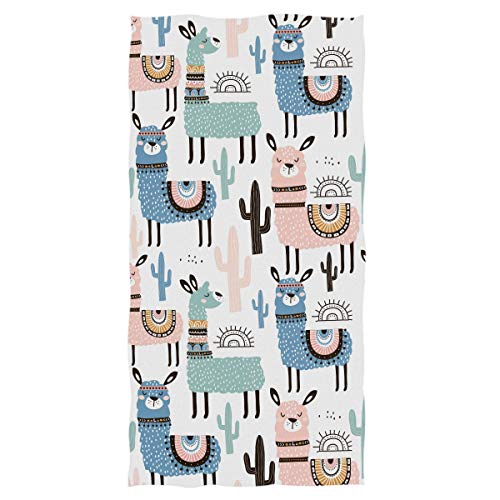 Pfrewn Llama Cactus Hand Towels 16x30in Ethnic Alpaca Desert Animals Bathroom Towel Soft Absorbent Small Bath Towel Kitchen Dish Guest Towel Decorations