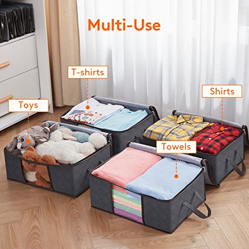 Lifewit 8 Pack 35L Clothes Storage Bag, Bundle with 4 Pack 90L Clothes Storage Bag Organizer, Grey