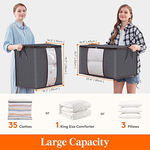 Lifewit 8 Pack 35L Clothes Storage Bag, Bundle with 4 Pack 90L Clothes Storage Bag Organizer, Grey