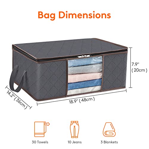 Lifewit 8 Pack 35L Clothes Storage Bag, Bundle with 4 Pack 90L Clothes Storage Bag Organizer, Grey