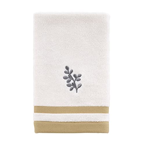 Avanti Linens Collection Sketched Flowers Bathroom Accessories, Fingertip Towel, White