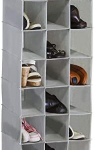 Simple Houseware 24 Section Hanging Shoe Shelves Closet Organizer + 3 Shelves Hanging Closet Organizer, Gray