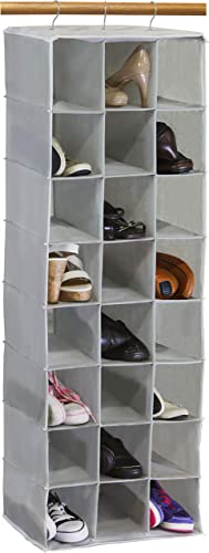 Simple Houseware 24 Section Hanging Shoe Shelves Closet Organizer + 3 Shelves Hanging Closet Organizer, Gray