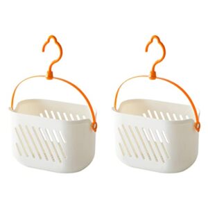 doitool 2pcs hanging shower caddy plastic hanging shower caddy baskets portable kitchen organizer storage basket with hook for home white