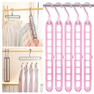 closet organizer and storage, 5 pack multifunction sturdy closet organizer hanger, upgraded smart space saving hangers for closet storage, closet organization for clothes, shirts and dresses